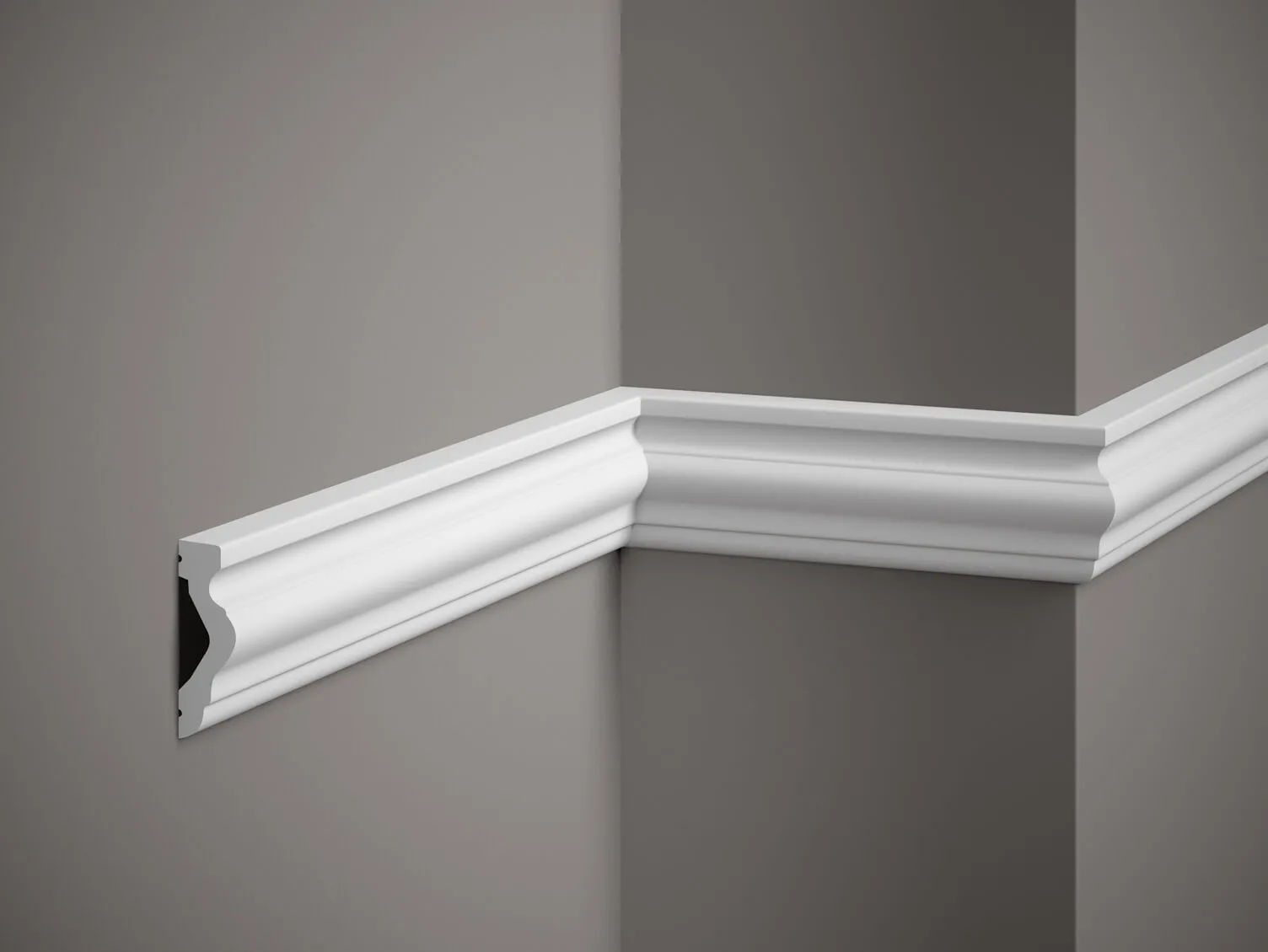 Listwa ścienna biała MD308 wym. 200 x 2.1 x 6.5 cm, z PolyForce