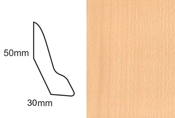 Listwa przypodłogowa fornirowana nielakierowana LP60 (200 cm x 5 cm x 3 cm) buk