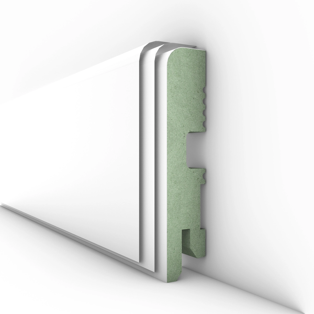 Listwa przypodłogowa lakierowana biała, MDF wilgocioodporny, FOGE LB1 - 8cm